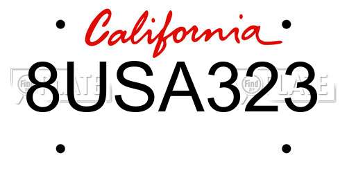 8USA323 California License Plate