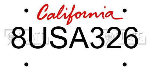 8USA326 California License Plate