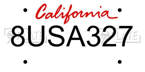 8USA327 California License Plate