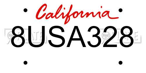 8USA328 California License Plate