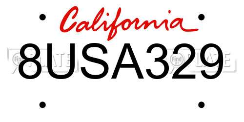 8USA329 California License Plate