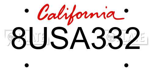 8USA332 California License Plate