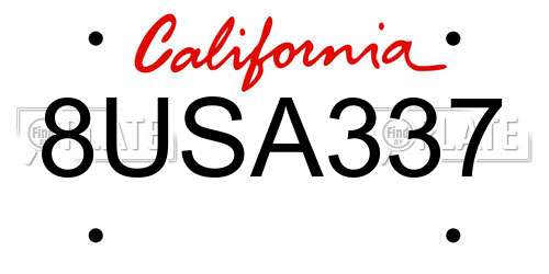 8USA337 California License Plate