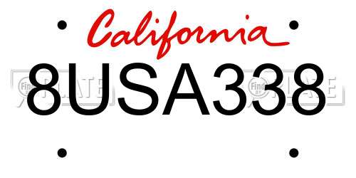 8USA338 California License Plate