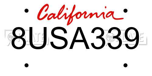 8USA339 California License Plate