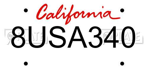 8USA340 California License Plate