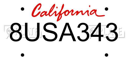 8USA343 California License Plate