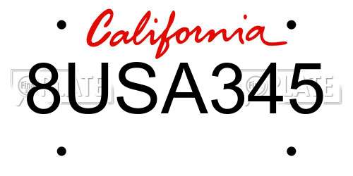 8USA345 California License Plate