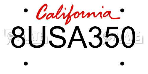 8USA350 California License Plate