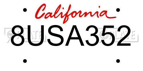 8USA352 California License Plate