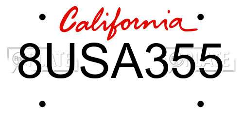 8USA355 California License Plate