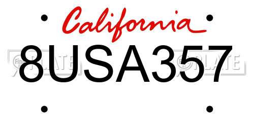8USA357 California License Plate