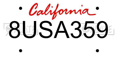 8USA359 California License Plate