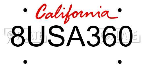 8USA360 California License Plate