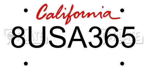 8USA365 California License Plate