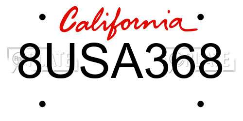 8USA368 California License Plate
