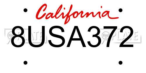 8USA372 California License Plate