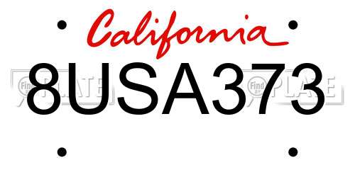8USA373 California License Plate