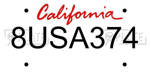 8USA374 California License Plate