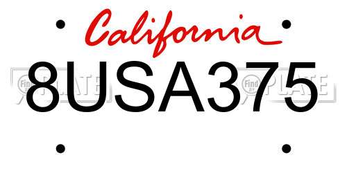 8USA375 California License Plate