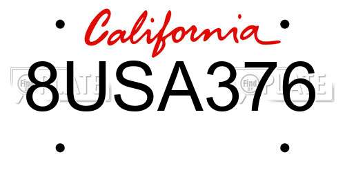 8USA376 California License Plate