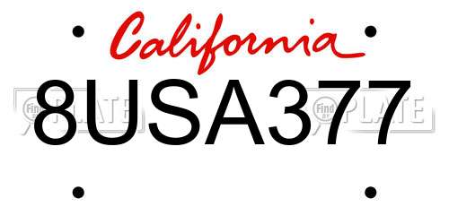 8USA377 license plate in CA state