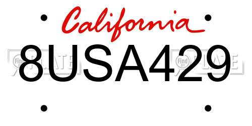 8USA429 California License Plate