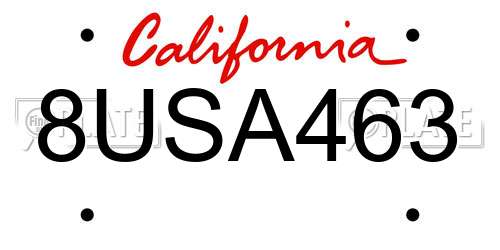 8USA463 California License Plate