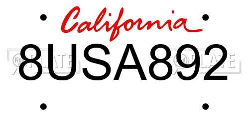 8USA892 California License Plate