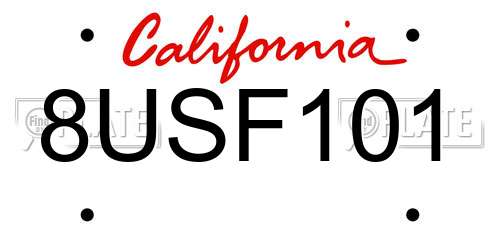 8USF101 California License Plate