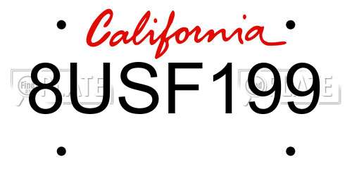8USF199 California License Plate