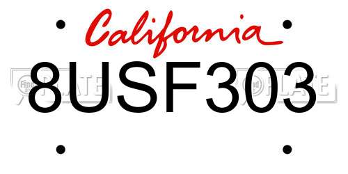 8USF303 California License Plate