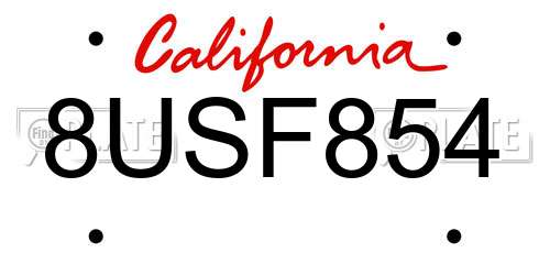 8USF854 California License Plate