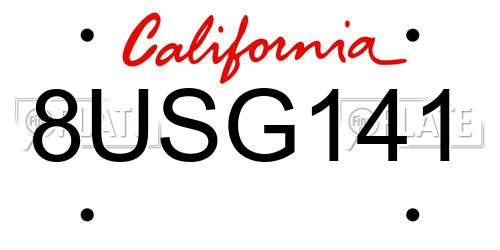 8USG141 California License Plate