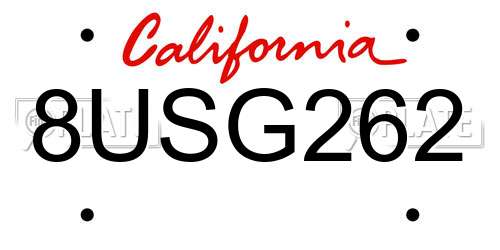 8USG262 California License Plate