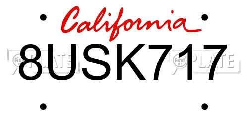 8USK717 California License Plate