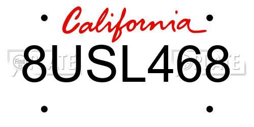 8USL468 California License Plate