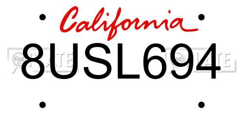 8USL694 California License Plate