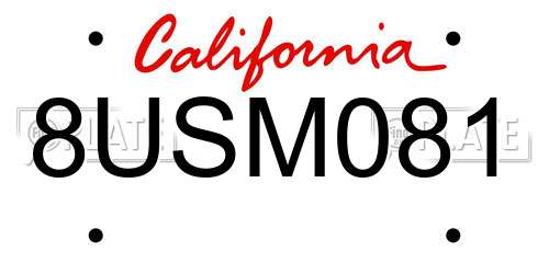 8USM081 California License Plate