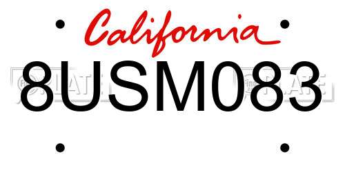 8USM083 California License Plate