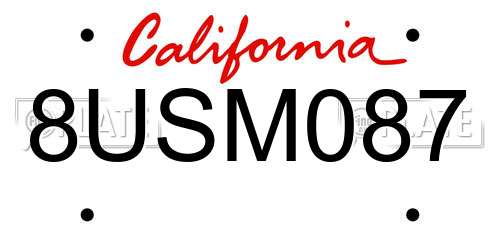 8USM087 California License Plate