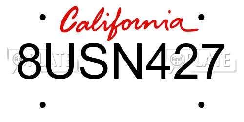 8USN427 California License Plate