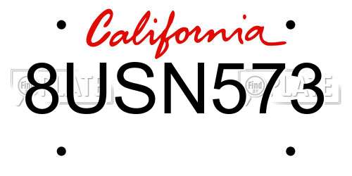 8USN573 California License Plate