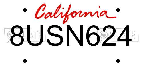 8USN624 California License Plate