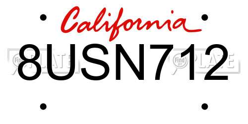 8USN712 California License Plate