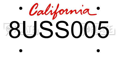 8USS005 California License Plate