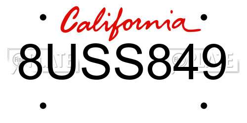 8USS849 California License Plate