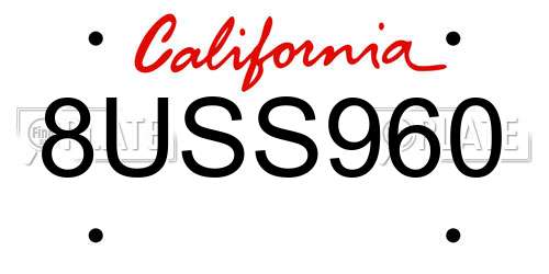 8USS960 California License Plate