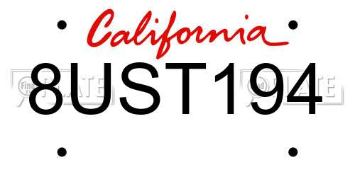 8UST194 California License Plate