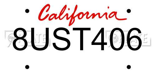 8UST406 California License Plate